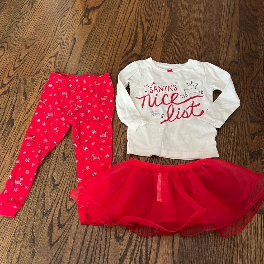 Carter’s Santa’s Nice List Three Piece Pajama Set for Toddler Girl - 18 months